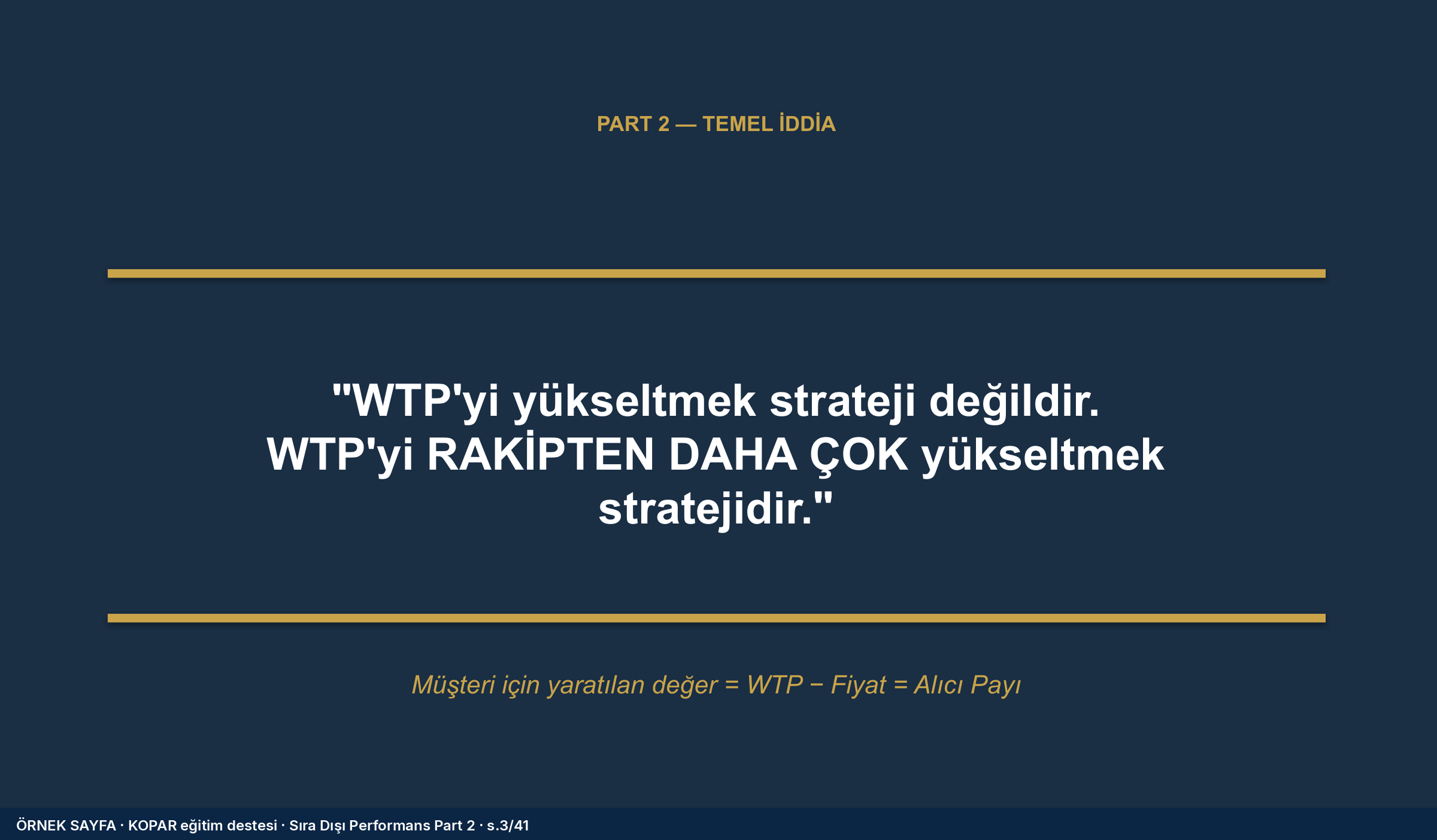 Temel iddia, Part 2: WTP'yi rakipten daha hızlı yükseltmek.